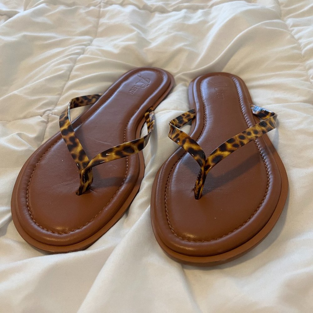 J. Crew Flip Flops Tortoise Shell Print Size 11